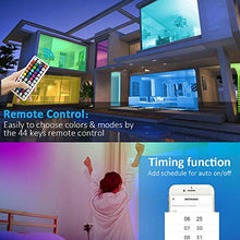 Load image into Gallery viewer, LED Strip Light 5M,Romwish 16.4FT RGB SMD 5050 Bluetooth Music Sync Smart Color Changing Rope Lights, 44 Keys Remote Control, Timing Function,with for Kitchen, Bedroom, TV, Party