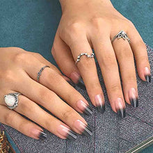 Load image into Gallery viewer, Sethexy Short Glossy Oval Fake Nails Glitter Acrylic Art Nail Tips 24Pcs Gradient Nails with Glue Full Cover Press on False Nails for Women and Girls (Black)