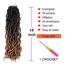 Load image into Gallery viewer, 6 Pack Faux Locs Crochet Hair 18 Inch Crochet Hair Extensions Braids 3 Tone Ombre Curly Wavy Goddess Fauxs Locs Crochet Hair Extensions for Crochet Braids(6pcs, T1B/30/27)