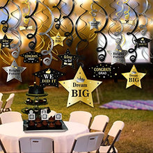 Load image into Gallery viewer, HOWAF Graduation Hanging Swirl Decorations, 28pcs Black and Gold Congrats Grad Hanging Ceiling Decorations for College Ceremony School Prom Grad Party Decoration Supplies