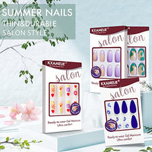 Load image into Gallery viewer, KXAMELIE Green Press on Green Nails UV Finish Gel Nails,Medium Almond Shape Reusable Fake Nails with Glue for Women Girls DIY Manicure Nail Art,2022 Fashion Nails