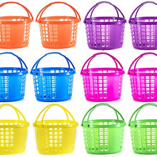 Load image into Gallery viewer, Prextex 12 Bright Coloured Plastic Easter Egg Hunt Baskets for Kids,Great Easter Basket with Handle for Children Easter Parties, Gift Baskets, 9cm High