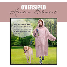 Load image into Gallery viewer, Oversized Blanket Hoodie for Men & Women, Super Soft Warm Cozy Wearable Sweatshirt Hoodie for Adults Thick Flannel Blanket with Sleeves and Giant Pocket, One Size (PINK)