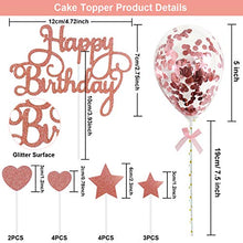 Load image into Gallery viewer, Rorchio Rose Gold Cake Toppers, Happy Birthday Cupcake Topper and 5inch Confetti Balloons for Birthday Cake Decorations