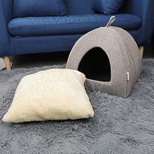 Load image into Gallery viewer, Docatgo Pet Tent Cave Igloo Bed for Cats/Small Dogs - 38x38x40cm 2-In-1 Cat Tent/Cat Bed House with Removable Washable Cushion Pillowslip - Microfiber Indoor Outdoor Pet Beds