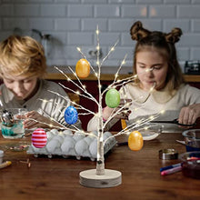 Load image into Gallery viewer, Artificial Decorative Light Tree | 24 Warm White LED Star Batteries USB Operated Timer | Tabletop Decoration Centerpiece | Christmas Easter Holiday Party Indoor Decor 18 Inches (Grain Base 80Leds)