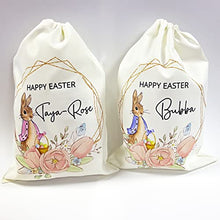 Load image into Gallery viewer, Personalised Easter Bag, Custom Easter Gift Bag, Easter Egg Sack, Easter Bunny Treat Bag, Easter Decoration, Kids Easter Egg Hunt Basket, Easter Bunny Rabbit