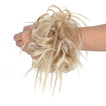 Load image into Gallery viewer, Messy Hair Bun for Women Chignons Synthetic Hair Extensions Wavy Donut Updo Scrunchy Curly Hairpieces (27T613/Light Brown & Ash Blonde)