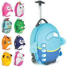 Load image into Gallery viewer, boppi Tiny Trekker Kids Luggage Bag | Holiday Travel Suitcase for Boys & Girls, Carry-On or Pull-Along School Trolley | Cabin Holdall with Lightweight Wheels, 17-Litre Hand Case | Aeroplane