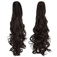 Load image into Gallery viewer, OMGREAT Ponytail Extension 24 Inch Long Claw Clip in Ponytail Synthetic Thick Hair Extensions Pony Tail for Women with a jaw Claw Dark Brown
