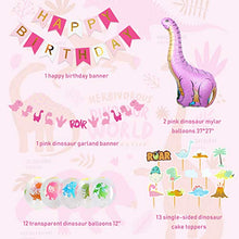 Load image into Gallery viewer, Dinosaur Party Decorations for Pink Dinosaur Balloons Garland Happy Birthday Banner for 1st Birthday Baby Shower Decorations