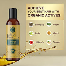 Load image into Gallery viewer, Life & Pursuits Organic Hair Growth Oil (100 ml) Herbal Scalp Therapy Oil for Thick, Strong, Healthy Hair with Bhringraj, Amla, Coconut, Sesame, Almond, Onion & Castor Oil