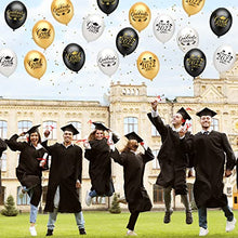 Load image into Gallery viewer, PLULON 18Pcs Graduation Balloons, Class of 2022 Congrats Balloons Black Gold Grad Party Balloons for Graduation Party Decorations