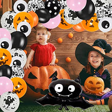 Load image into Gallery viewer, Halloween Balloons Arch Garland Kit 90Pcs Halloween Theme Balloons with Bats Black and Orange Latex Balloons Agate Balloons and Balloon Arch Kit for Halloween Party Indoor Outdoor Decorations