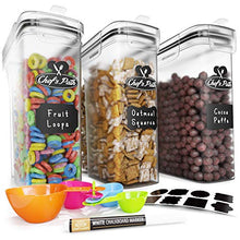 Load image into Gallery viewer, Cereal Container Storage Set - Airtight Food Storage Containers, 8 Labels, Spoon Set & Pen, Great for Flour - BPA-Free Dispenser Keepers (4L) - Chef's Path