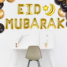 Load image into Gallery viewer, caicainiu Ramadan Mubarak Eid Mubarak Party Decoration Balloon Arch Kit Includes Gold Black Gold Confetti Latex Balloons and Eid Mubarak Foil Balloons Perfect for Eid Party Decoration Supplies(2)