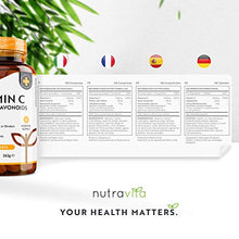 Load image into Gallery viewer, Vitamin C 1000mg – 180 Premium Vegan & Vegetarian Tablets – 6 Month Supply – High Strength Ascorbic Acid – with Added Bioflavonoids & Rosehip – for Normal Immune System – Made in The UK by Nutravita
