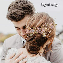 Load image into Gallery viewer, 4pcs Wedding Hair Comb Rhinestone Pearl Hair Pins for Women, Light Rose Gold Wedding Hair Clip Rhinestone Bridal Comb Barrette, Wedding Hair Accessories Headpiece