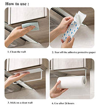 Load image into Gallery viewer, Kitchen Roll Holder, Kitchen Paper Rack Wall Mounted, Toilet Roll Holder,Napkins Storage Rack Holder Under Cabinet, Paper Towel Roll Holder Self Adhesive No Drilling Required (White)