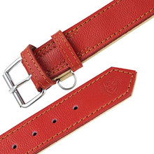 Load image into Gallery viewer, Riparo Genuine Leather Padded Dog Heavy Duty K-9 Adjustable Collar (L: 3.8CM Wide for 45.7CM - 53.3CM Neck, Red)