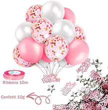 Load image into Gallery viewer, iZoeL Pink Birthday Party Decoration for Girls Happy Birthday Banner Baloons Fringe Curtain Foil Tablecloth Heart Star Foil Confetti Balloons and 10g Table Confetti for Women Birthday Party