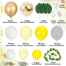 Load image into Gallery viewer, Yellow Balloons Arch Garland Kit, Pastel Yellow Balloons Macaron Yellow Grey Balloons Yellow White Balloons Artificial Sunflower Vine Metallic Gold Balloons Gold Confetti Balloons