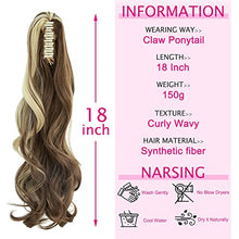 Load image into Gallery viewer, Claw on Ponytail Clip in Hair Extensions Straight Curly Wavy Long Hair Piece Pony Tail Synthetic Claw Jaw Ponytail Extensions 18" Curly Brown Mix Bleach Blonde