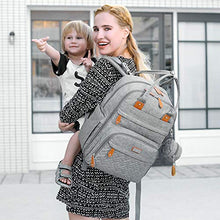 Load image into Gallery viewer, Baby Changing Bag Backpack, BabbleRoo Nappy Changing Back Pack Diaper Bags with Changing Mat & Pacifier Holder for Mom & Dad (Light Grey)