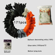 Load image into Gallery viewer, Conleke Halloween Balloon Garland Arch kit 175 Pieces with Halloween Spider Web Black Orange Gray Balloons Spider Balloons for Halloween Day Party Decorations