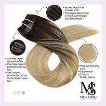 Load image into Gallery viewer, Moresoo Brown Balayage Clip in Hair Extensions Thick Extensions Clip in Balayage Brown to Blonde with Caramel Brown Ombre Hair Extensions Full Head 16 Inch 120g/7pcs