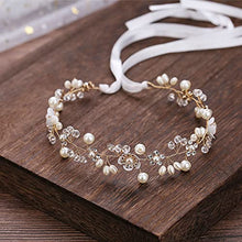 Load image into Gallery viewer, Crystal Pearl Bridal Headband Flower Hair Vine festival Wedding Hair Accessories Gold Headpiece Hair Bands Tiara Hair Accessories for Women Girls Bridesmaid Bohemian hair bands