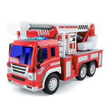 Load image into Gallery viewer, GizmoVine Kids Fire Engine Truck Toys with Lights and Sounds Extending Ladder 1:16 Friction Powered Cars Inertial Vehicles Educational Toy Gifts for 3+ Years Old Boys Girls Toddlers
