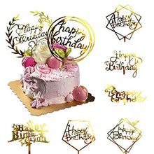 Load image into Gallery viewer, OWill 8 Pcs Acrylic Glitter Gold Cake Topper Acrylic Cake Toppers Happy Birthday Cake Topper Cake Decoration Party Supplies for Children or Adults Various Cupcake Topper (Gold)