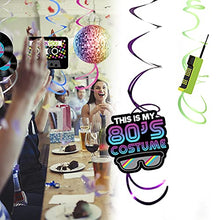 Load image into Gallery viewer, 80's Party Foil Swirl Decorations, Disco Rock Hippie Hanging Swirls Ceiling Decor for 1980s Theme Retro Party Supplies