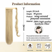 Load image into Gallery viewer, FXTYK Ponytail Hair pieces, Wrap Around Ponytail for Women Long Straight Pony Tails Hair Extension Synthetic Straight Hair Ponytails-Sandy Blonde Mix Bleach Blonde