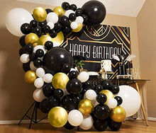 Load image into Gallery viewer, Black Balloons Arch Kit- 138Pcs Black Gold White Balloon Garland Kit, Latex Balloons Party Decorations Backdrop Ideal for Birthday, Baby Shower, Wedding Decorations