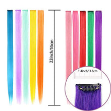 Load image into Gallery viewer, 22 PCS colored hair extensions in 11 colors, highlighting girls with 22-inch straight hair, fashionable hair accessories (including 11 colors)