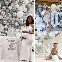 Load image into Gallery viewer, Grey Balloon Arch Kit, 112pcs Pastel Grey White Balloon Garland Arch Kit with Chrome Chrome Silver Latex Balloons Decoration for Wedding Bridal Engagement Birthday Baby Shower New Year Party Decor