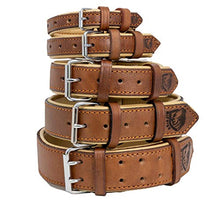 Load image into Gallery viewer, Riparo Genuine Leather Padded Dog Heavy Duty K-9 Adjustable Collar (S: 1.9CM Wide for 28CM - 34.3CM Neck, Black/Orange Thread)