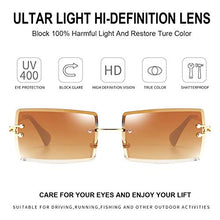Load image into Gallery viewer, Dollger Rimless Rectangle Sunglasses for round faces for Women Fashion Frameless Square Glasses for Men Ultralight UV400 Eyewear Unisex Tea