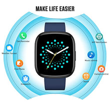 Load image into Gallery viewer, Smart Watch, 1.4'' Full Touch Fitness Tracker with Heart Rate, Blood Pressure and Sleep Monitor, Message Notification,Smartwatch for Men Women,IP68 Waterproof Smartwatch Sports for iOS Android-Blue