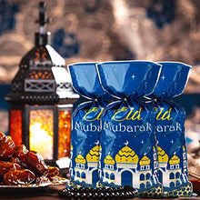 Load image into Gallery viewer, 100 Pieces Eid Mubarak Party Treat Bags, Ramadan Theme Printed Pattern Gift Bags Cellophane Clear Plastic Goodie Favor Bags with Silver Twist Ties for Eid Mubarak Party