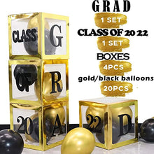 Load image into Gallery viewer, GuassLee 2022 Graduation Party Decoration - 4pcs Gold Balloon Boxes with GRAD,Class of 2022 Letters and 20pcs gold black balloons for 2022 Graduation Party Class of 2022 Decorations