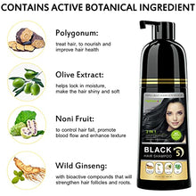 Load image into Gallery viewer, Herbal 3 in 1 Black Hair Shampoo 13.53 Fl Oz, Instant Black Hair Dye, Semi- Permanent Hair Dye Shampoo for Men & Women, 100% Gray Hair Coverage, Effect in 5 Minutes, Lasts 30 Days 400ml (Black)