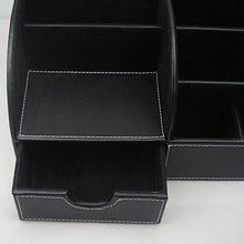 Load image into Gallery viewer, KINGFOM PU Leather Office Desk Organiser Tidy Pen Pencil Pots Stationery Storage Box Desk Accessories Black