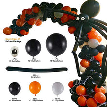 Load image into Gallery viewer, Conleke Halloween Balloon Garland Arch kit 175 Pieces with Halloween Spider Web Black Orange Gray Balloons Spider Balloons for Halloween Day Party Decorations