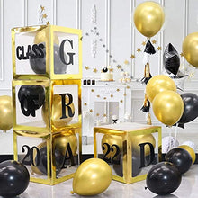 Load image into Gallery viewer, GuassLee 2022 Graduation Party Decoration - 4pcs Gold Balloon Boxes with GRAD,Class of 2022 Letters and 20pcs gold black balloons for 2022 Graduation Party Class of 2022 Decorations