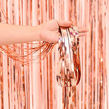 Load image into Gallery viewer, Generic Metallic Tinsel Curtains Fringe Foil Curtain,Shimmer Curtain for Birthday Wedding, Foil Fringe Shimmer Curtain, Event & Party Supplies Decoration (Rose Gold)