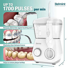 Load image into Gallery viewer, Belmint Water Flosser for Teeth Cleaning - Countertop Oral Irrigator Teeth Cleaner for Braces & Bridges with 10 Adjustable Water Jet Pressures - 8 Multifunctional Tips, 600ml Capacity