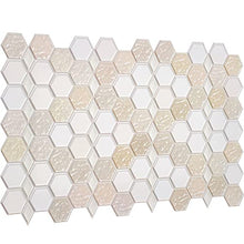 Load image into Gallery viewer, Modern 3D Honeycomb Hexagon Tile Effect Wall Panels with Glitter - Set 16 Panels - 9.92 sqm | 107.36 Sqf - Interior Kitchen Splashback and Bathroom PVC Plastic Cladding Sheets in Beige Cream Caramel